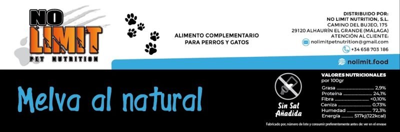 Melva al Natural – Nutrición Pura para Perros y Gatos  Descubre el poder de la melva al natural de NO LIMIT PET NUTRITION, un alimento complementario rico en proteínas, ácidos grasos esenciales y sin aditivos. Ideal para fortalecer el sistema inmunológico y mejorar la salud de la piel y el pelaje de tu mascota.  ✅ 100% Natural ✅ Sin sal añadida ✅ Fuente de Omega 3 y 6 ✅ Fabricado en España  Nutrición de calidad para una vida más sana y activa. ¡Dale lo mejor a tu mascota con NO LIMIT PET NUTRITION! - Imagen 2