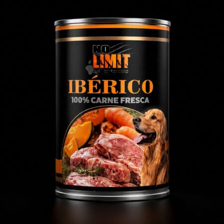 NO LIMIT IBÉRICO.Latas monoproteicas sin cereal de comida húmeda de carne fresca 100% para perros