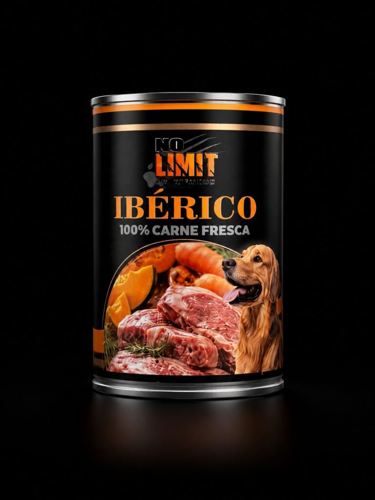NO LIMIT IBÉRICO.Latas monoproteicas sin cereal de comida húmeda de carne fresca 100% para perros